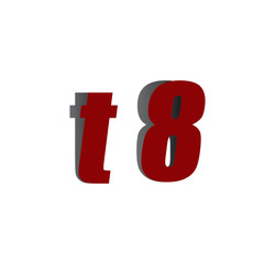 Obraz premium t8 logo initial red and shadow