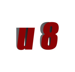 u8 logo initial red and shadow