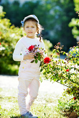girl near rose bush