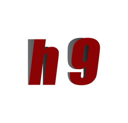 h9 logo initial red and shadow