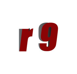 r9 logo initial red and shadow