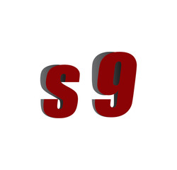 s9 logo initial red and shadow