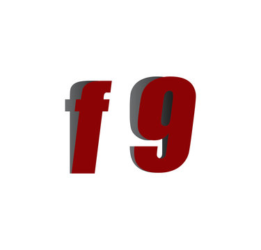 f9 logo initial red and shadow