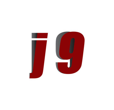 j9 logo initial red and shadow