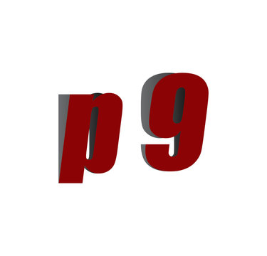 p9 logo initial red and shadow