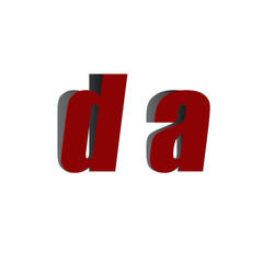 da logo initial red and shadow