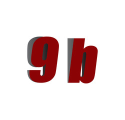 9b logo initial red and shadow