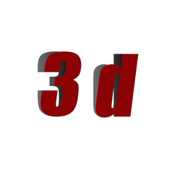 3d logo initial red and shadow