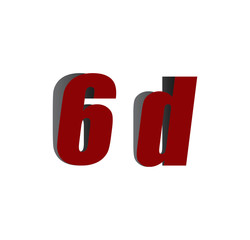 6d logo initial red and shadow