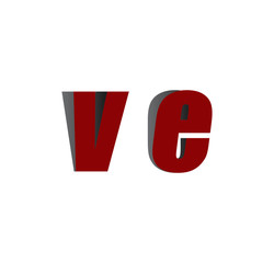 ve logo initial red and shadow