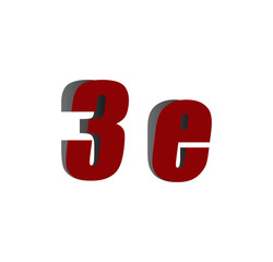 3e logo initial red and shadow