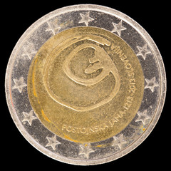Commemorative two euro coin issued by Slovenia in 2013 and celeb
