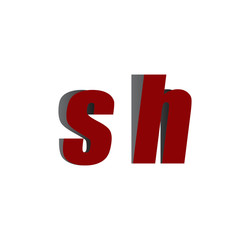 sh logo initial red and shadow