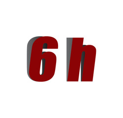 6h logo initial red and shadow