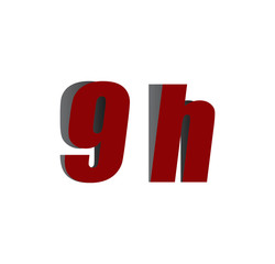 9h logo initial red and shadow