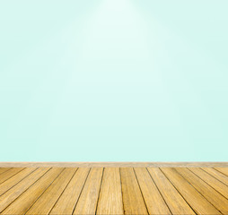 Wooden floor and green wall, Room interior for background