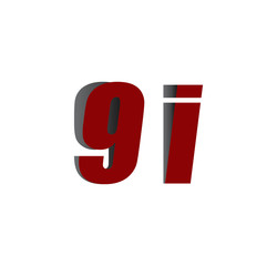Obraz premium 9i logo initial red and shadow