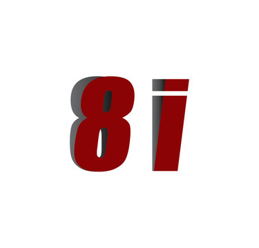 8i logo initial red and shadow
