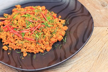 Pork with yellow curry paste