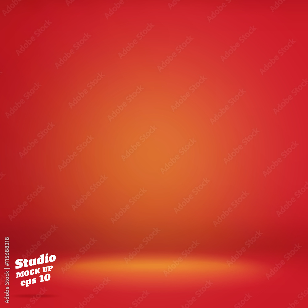 Poster vector,empty vivid lighting red studio room background ,template