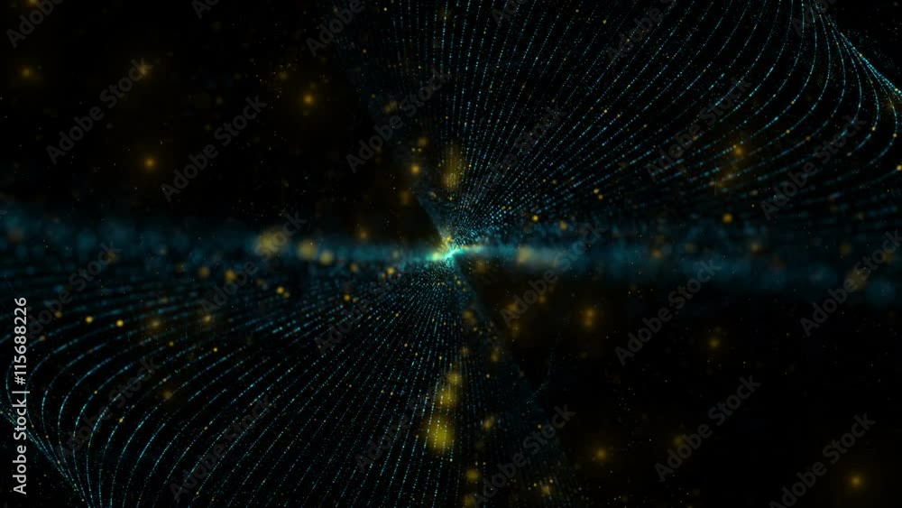 Aufkleber 3d rendering twisted particle background with depth of field
