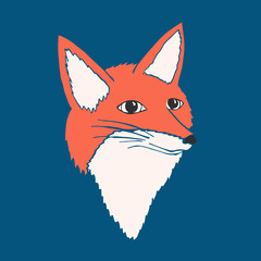Hand drawn cute fox. Isolated vector illustration