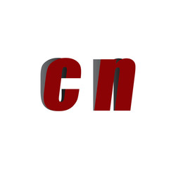 cn logo initial red and shadow
