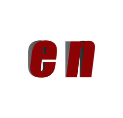 en logo initial red and shadow