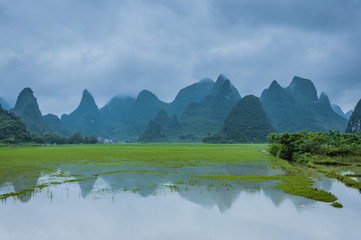 Fototapeta premium Beautiful karst rural scenery in spring