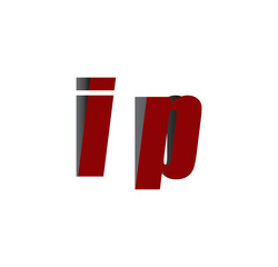 ip logo initial red and shadow