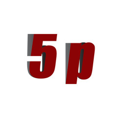 5p logo initial red and shadow