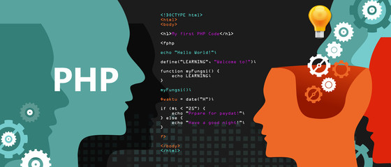 PHP programming language syntax for web coding script in screen