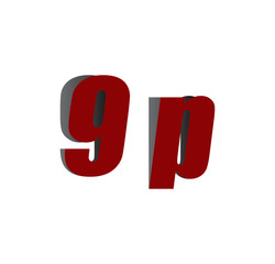 9p logo initial red and shadow