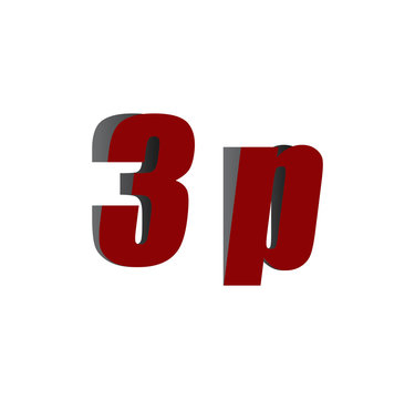 3p logo initial red and shadow
