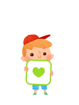 Niño con un corazón para usar en tarjetas de San Valentín, del Día del Padre o de la Madre o como botón de "Love" / "Me encanta" en blogs, foros o páginas web.