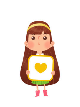 Ni&ntilde;a con un coraz&oacute;n para usar en tarjetas de San Valent&iacute;n, del D&iacute;a del Padre o de la Madre o como bot&oacute;n de "Love" / "Me encanta" en blogs, foros o p&aacute;ginas web.