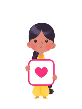 Ni&ntilde;a con un coraz&oacute;n para usar en tarjetas de San Valent&iacute;n, del D&iacute;a del Padre o de la Madre o como bot&oacute;n de "Love" / "Me encanta" en blogs, foros o p&aacute;ginas web.