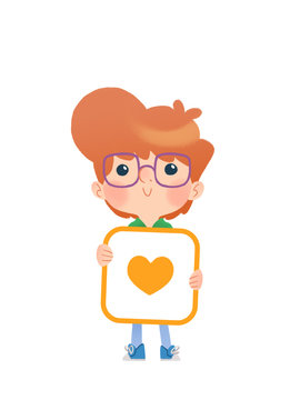 Ni&ntilde;o con un coraz&oacute;n para usar en tarjetas de San Valent&iacute;n, del D&iacute;a del Padre o de la Madre o como bot&oacute;n de "Love" / "Me encanta" en blogs, foros o p&aacute;ginas web.