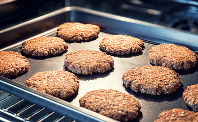 Oatmeal cookies are baked in the oven