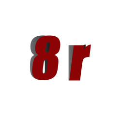 8r logo initial red and shadow