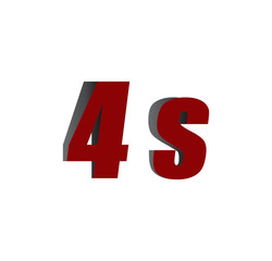4s logo initial red and shadow