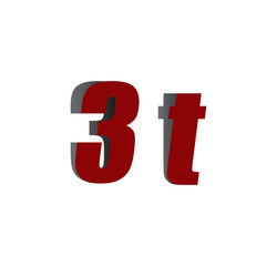 3t logo initial red and shadow
