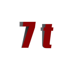 7t logo initial red and shadow