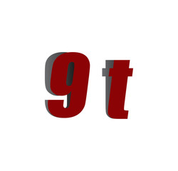 9t logo initial red and shadow