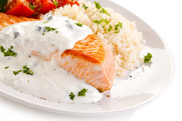 Grilled salmon and vegetables