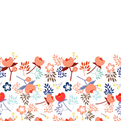 vector seamless pattern with beautiful flower peones and leafs
