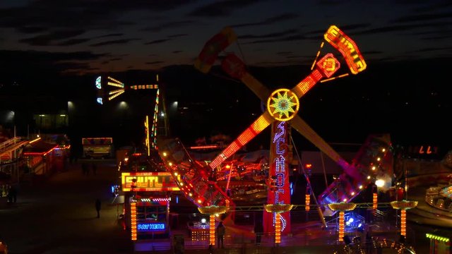 AERIAL: Flying around big colorful Luna park