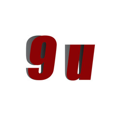 9u logo initial red and shadow