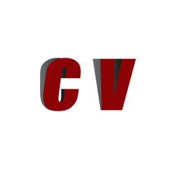 cv logo initial red and shadow