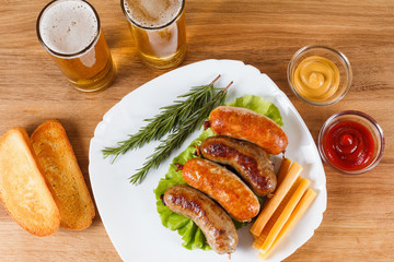Beer and roast beef or chicken sausage